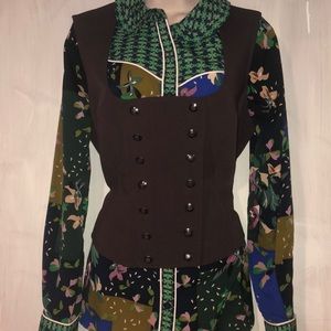 Brown Scoop-neck Button Vest